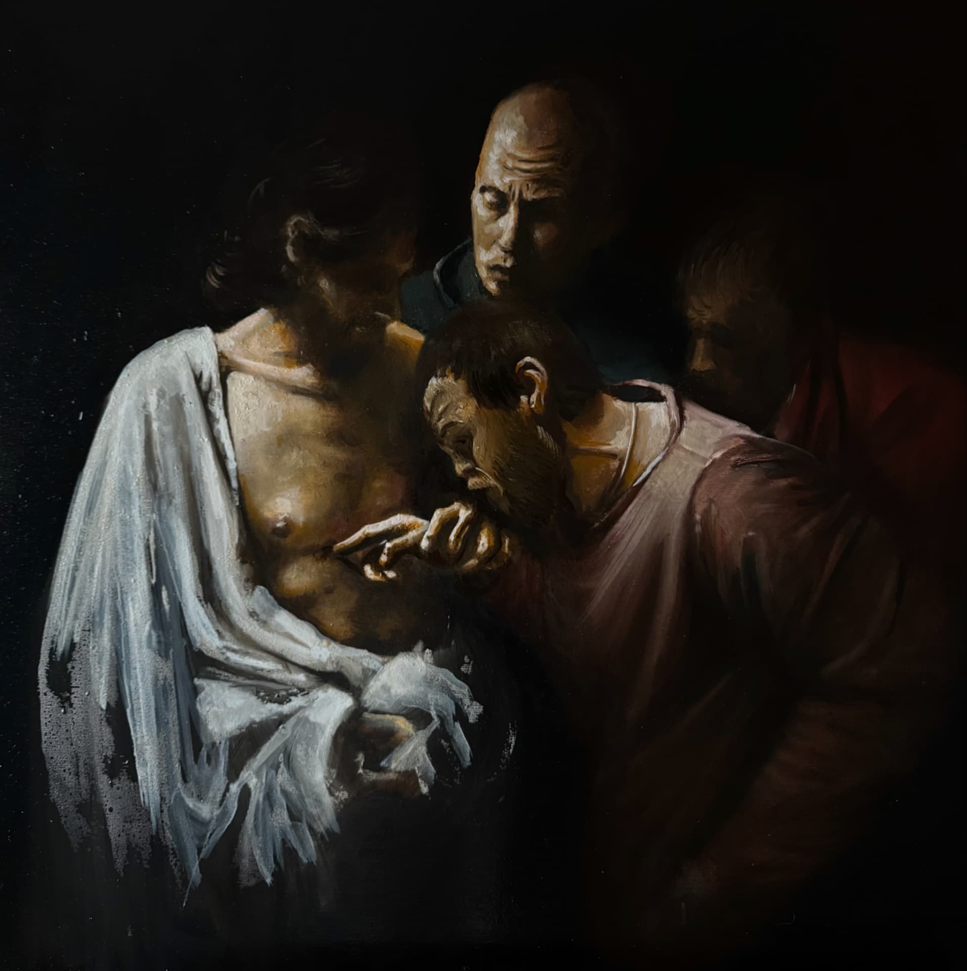 Chiaroscuro figurative oil painting by Romanian contemporary artist Arthur Dinu